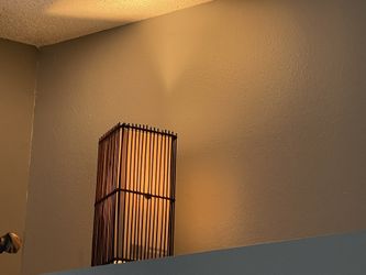 Beautiful Oriental Bamboo Straw Lamp Set Great Condition!