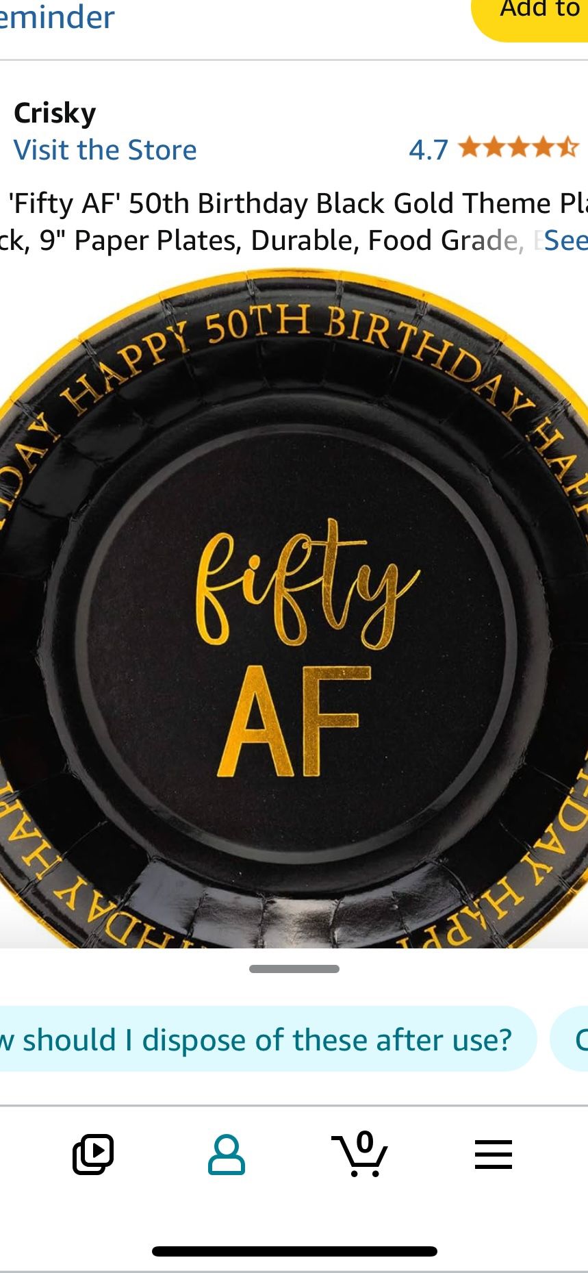 50 birthday or anniversary plates, big and small and napkins, big and small