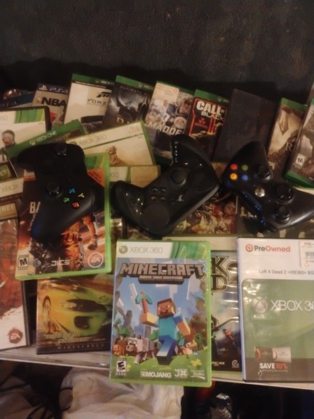 Xbox One &360 Left For Dead ,GTA 5,Some PS4 Games 3 Wireless Controllers whole Bundle 40+Games