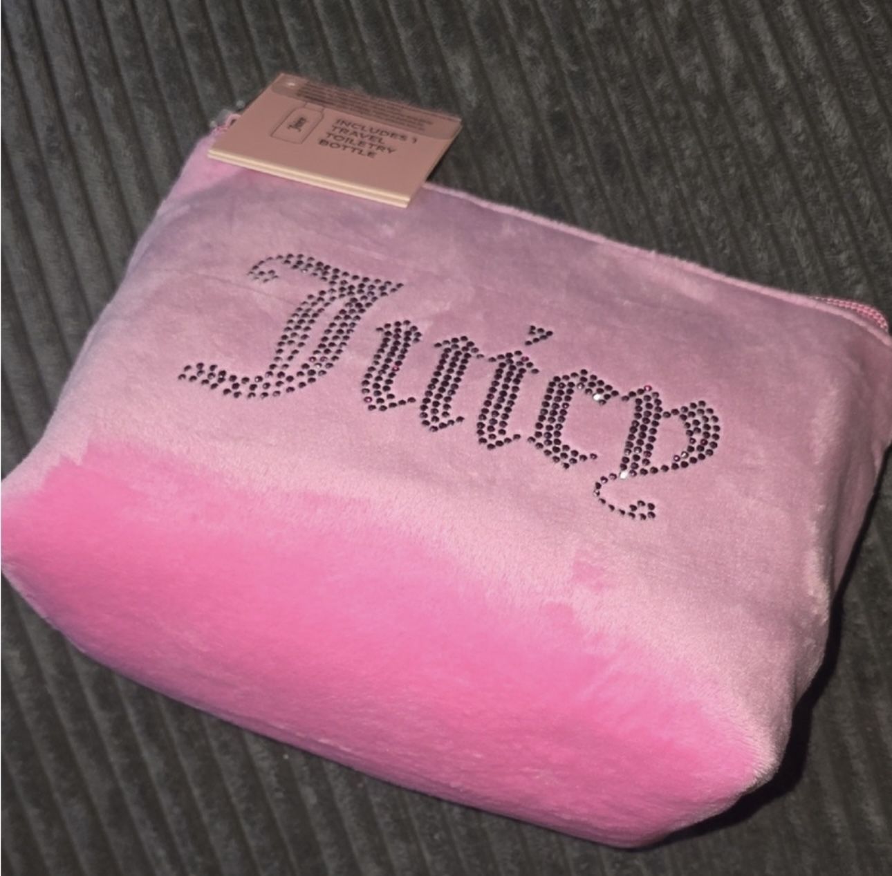 NEW Juicy Couture pink velvet cosmetic bag