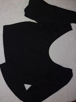 Black Textured Off-Shoulder Crop Top
