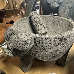 Molcajete De Piedra negra Para La Salsa De 8”