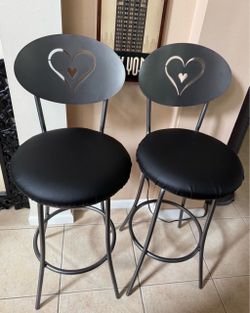 (2)Bar Stools Swivel Cushioned Seats
