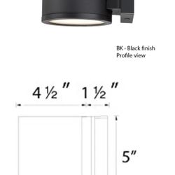 NEW WAC Lighting WS-W2605-BK Tube LED Outdoor Wall Light Fixture, Dark Sky Friendly Single Light, 3000K, Black