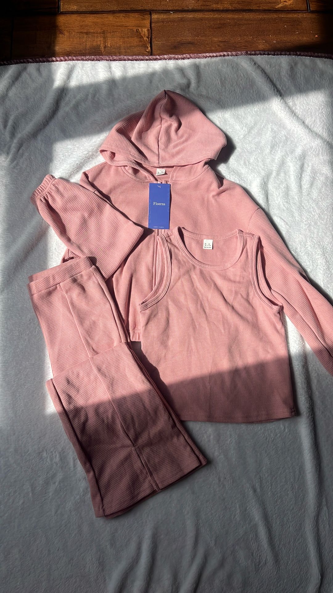 Girls Zip-Up Hoodie W/ Matching Tank & Bell-Bottom Pants