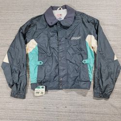 Vintage Spyder Jacket Large Gray Teal White Entrant w/Retro 90s Ski Lift Pass