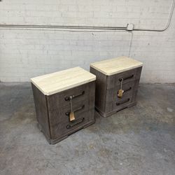 Delivery Is Available Open Box Never used Solid Wood Riverside pair of nightstands marble top $590 OBO!