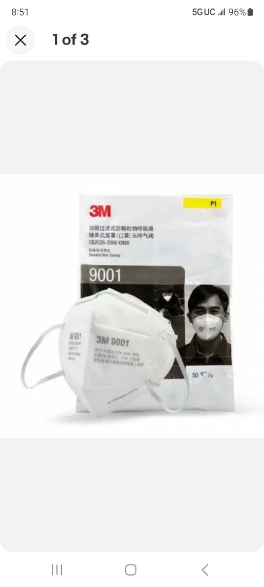 50 Pack 3M KN-90 Face Mask