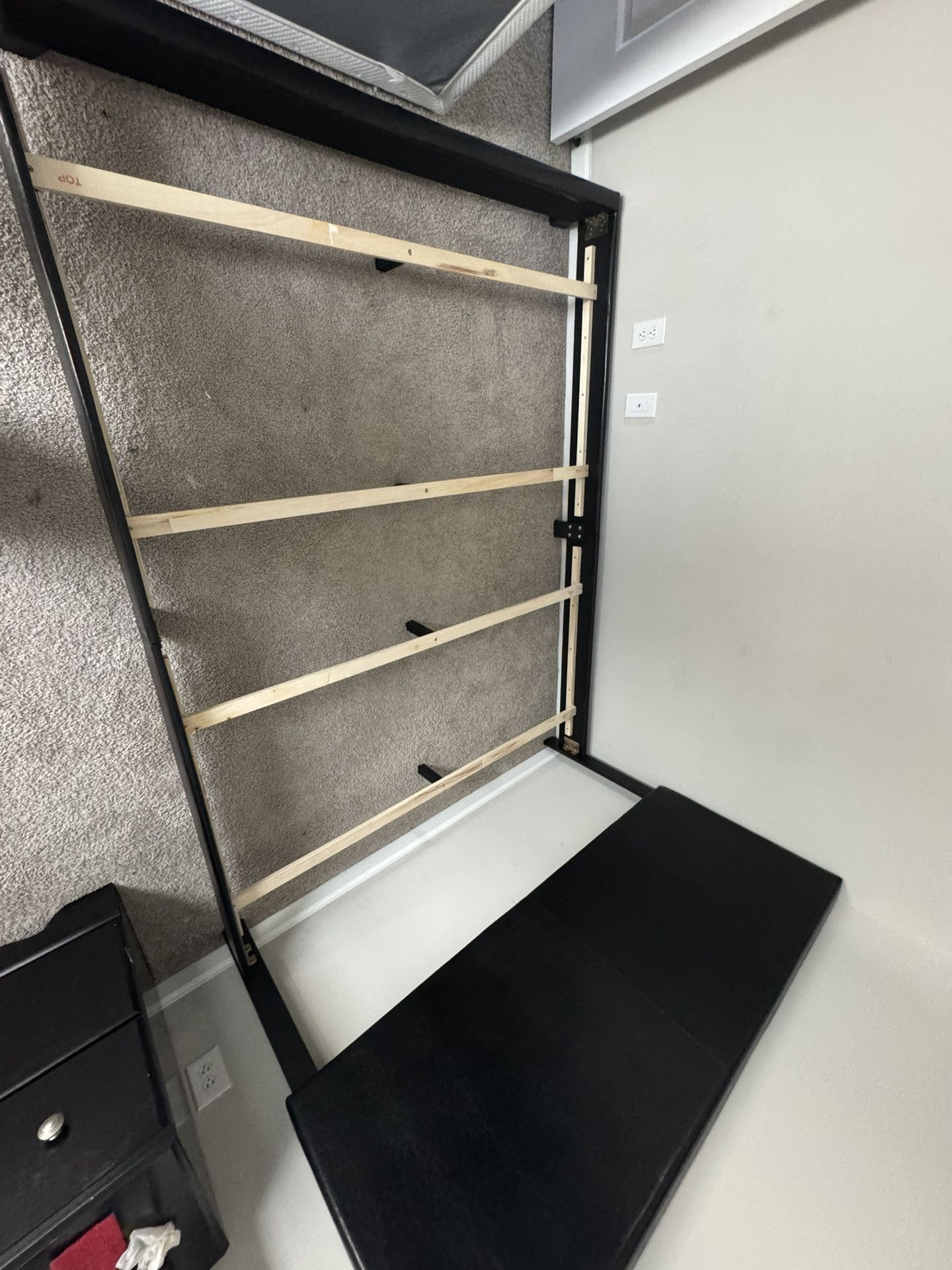Black Leather Bed Frame - Queen