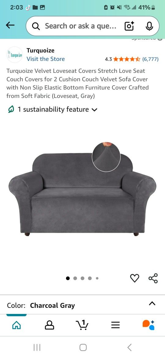 Grey Velvet Loveseat cover