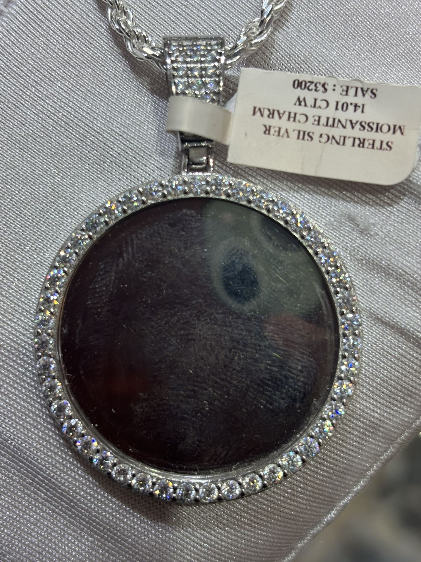 ποΈ 925 Silver Memory Pendant with Rope Chain β 14.01 Ctw Moissanite + Free Picture & Engraving π