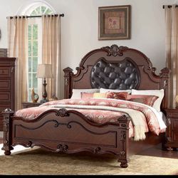 New Queen Size Destiny Cherrywood Bed, Five Piece Set Includes Bed, Dresser, Mirror  Chest, And One Nightstand With Free Delivery