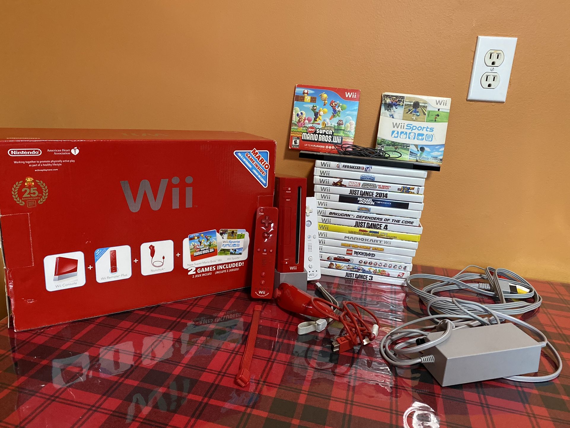 Wii 25th Anniversary Super Mario Bros + Games + Skylanders + Controllers For Mario Kart + Etc