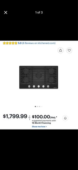 36” Gas on glass cooktop black