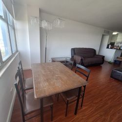 Living room set (reclining armchair and table with 4 chairs