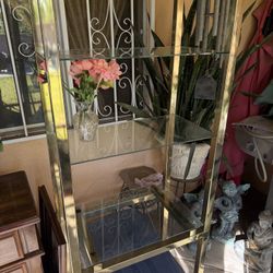 Gold 3 Tier Glass Shelves Piece