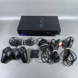 PlayStation 2 Fat Console PS2 w/ Controller, Memory Card & Cords *MUST READ
