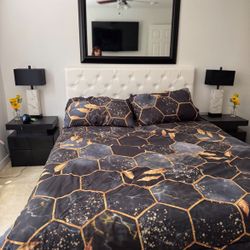 white bed frame with mattress 