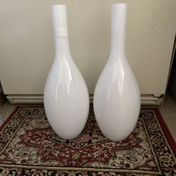 Two Foot White art Deco Vases