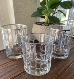 Set of 3 Geometric Whiskey or Water Glasses