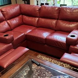 Arizona Leather Sectional Sofa W/Recliners