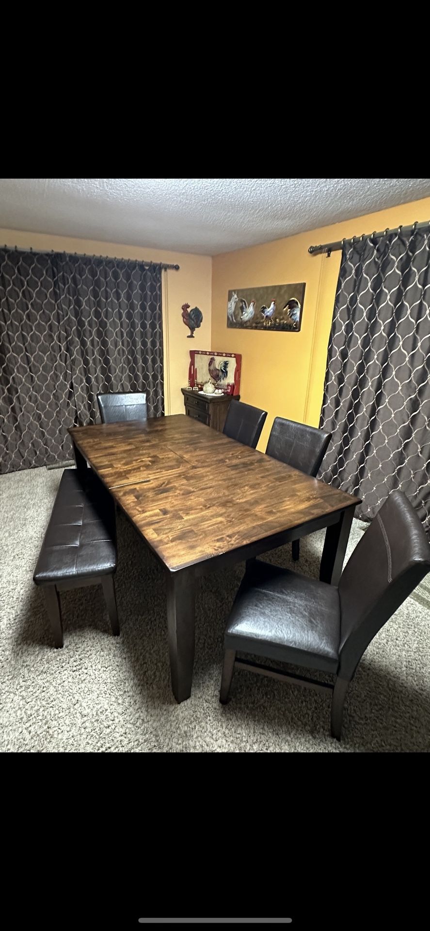 Dining Table, Chairs, And Bench