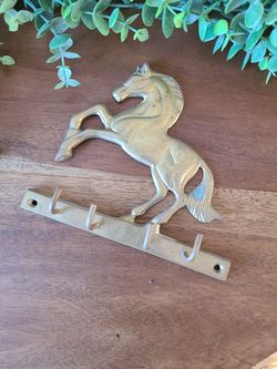 Vintage brass horse keyholder