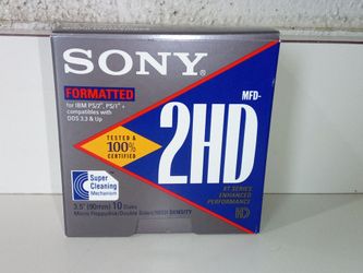 Brand New Sony Formatted 2HD 10 CT FloppyDisk $5