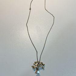 Vintage Brooch Tree With Hearts.  Chain ! 925
