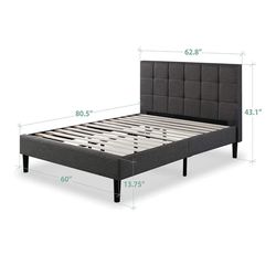 Dark grey (Queen) Bed frame and mattress set