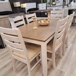 Skempton White/Light Brown Dining Table and Chairs          Dining Room Set 