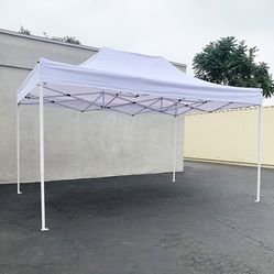 $155 (New in Box) Heavy-duty 10x15 ft outdoor ez pop up canopy party tent instant shades w/ carry bag (white, blue) 