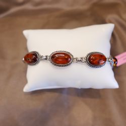Sterling Silver Amber Bracelet