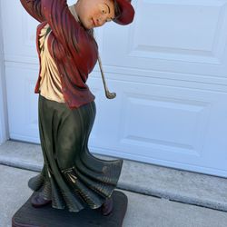 Vintage lady golfer statue