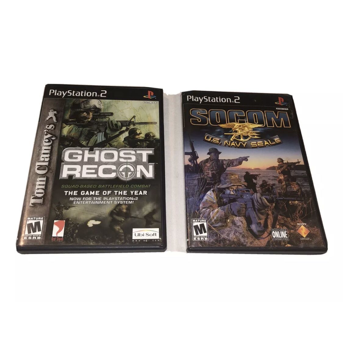 Lot Of 2 Ghost Recon SOCOM U.S. Navy Seals Sony PlayStation 2 PS2 Bundle.
