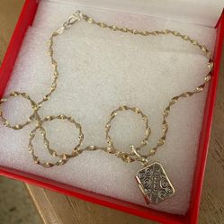 Cadena Plata 925 Dije Porta Retrato Joyería Antigua 