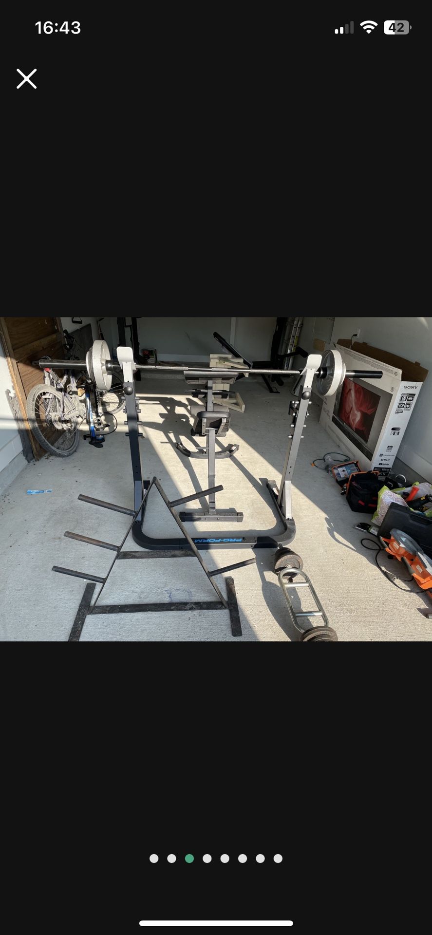 Weight machine With Bar, plate Rack Tree/tricep & Curl Bar