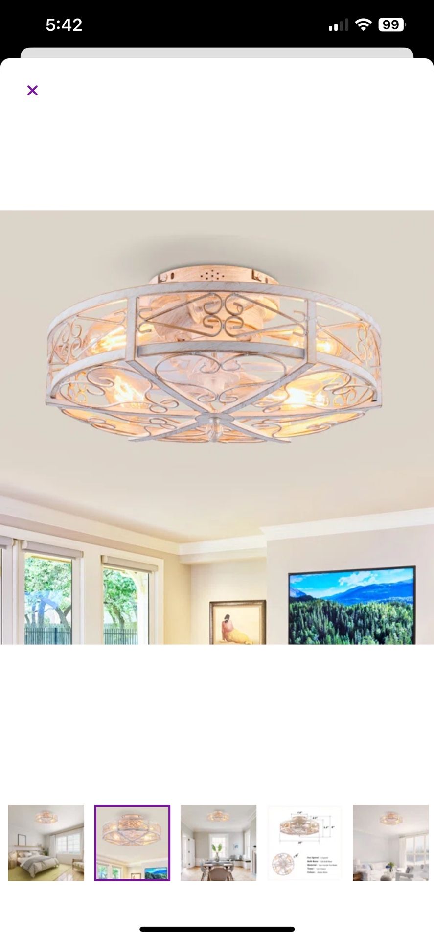 Ceiling Fan And Light Distressed Wrought Iron