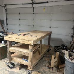 Wooden Work Bench/ Tool Storage