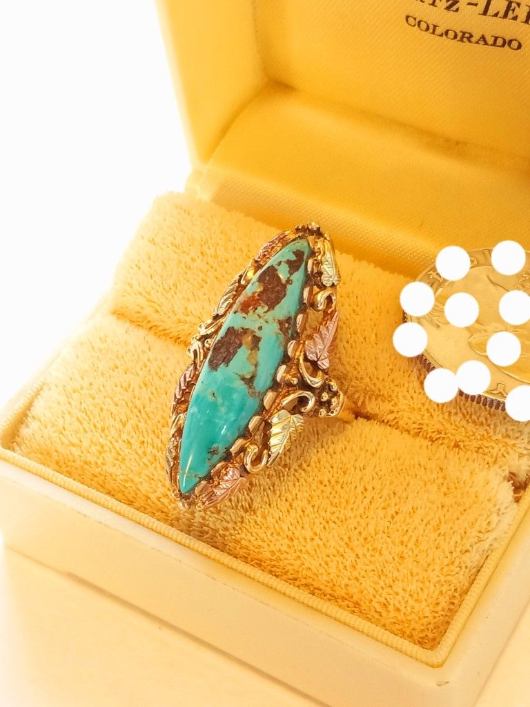 $350! Awesome Size 7 10k Gold Turquoise Ring