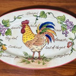 Vineyard Rooster Country Oval Platter