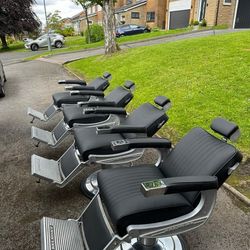 4 Fully restored Belmont Takara Apollo 2 barber chairs