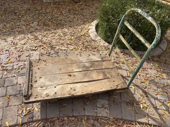 Vintage Wooden Flatbed Warehouse Cart