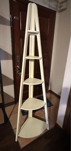 Wooden corner table with shelves