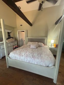 White Four-Poster Bed Frame King Size