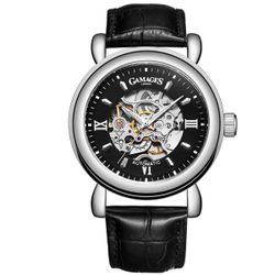 GAMAGES LONDON SKELETON LIMITED EDITION AUTOMATIC SILVER WATCH Father's Day Gift