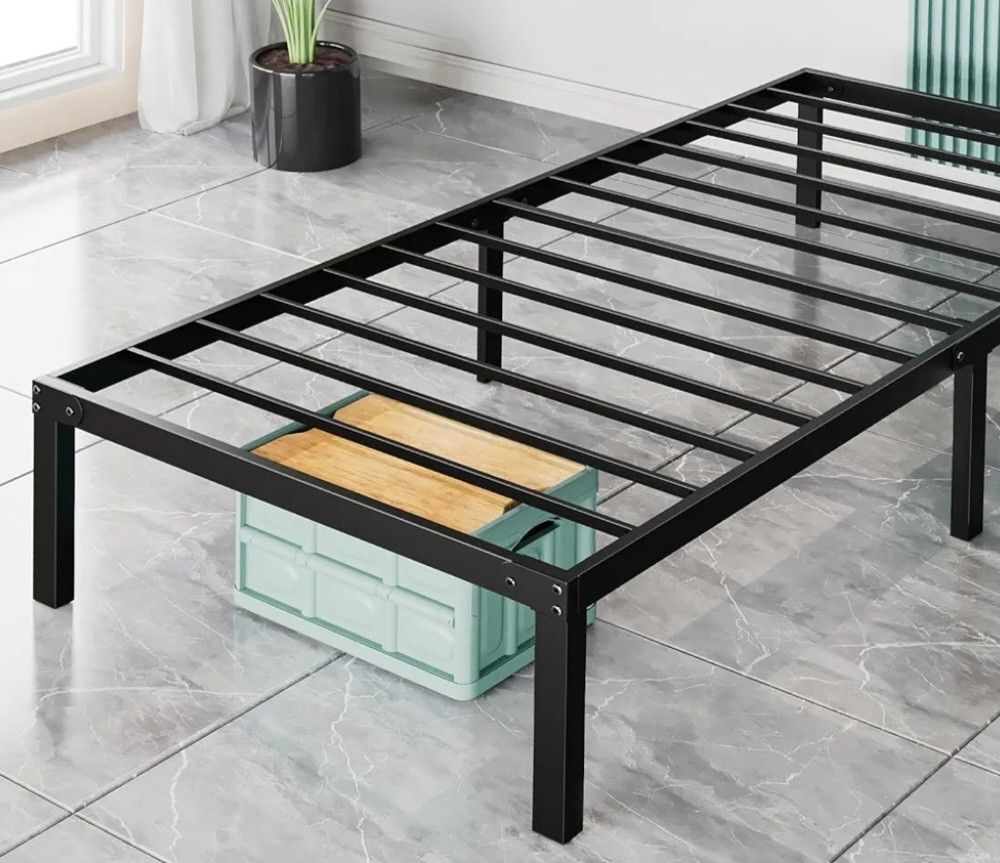 2 Twin Bed Frames for Twin Size with Storage Space Under

