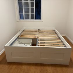 IKEA Storage White Bed Frame - Queen