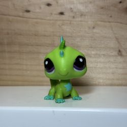 Littlest Pet Shop Wild Vibes G7 Gen 7 # 35 Lime Green Blue Iguana Lizard