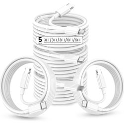 USB C Cable, 5 Pack(3ft/3ft/3ft/6ft/6ft)